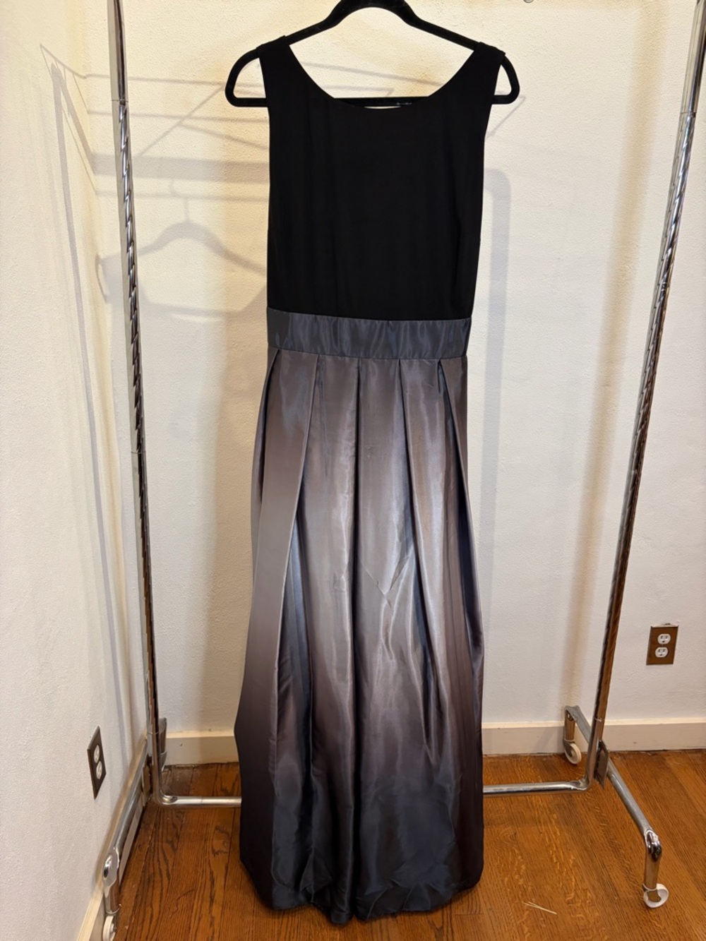 SL Fashions New York Black to Gray Ombre A-Line Plus Size Gown - Picture 3 of 6